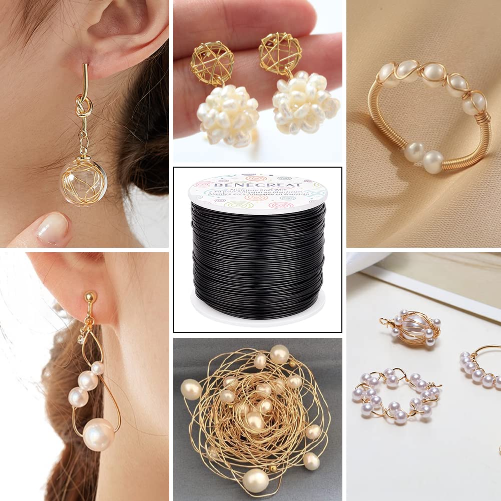 BENECREAT 18 Gauge Aluminum Wire 492FT Anodized Black Bendable Craft Wire for Beading Jewelry Craft Making, Plant Gardening, Sculpting Model Making