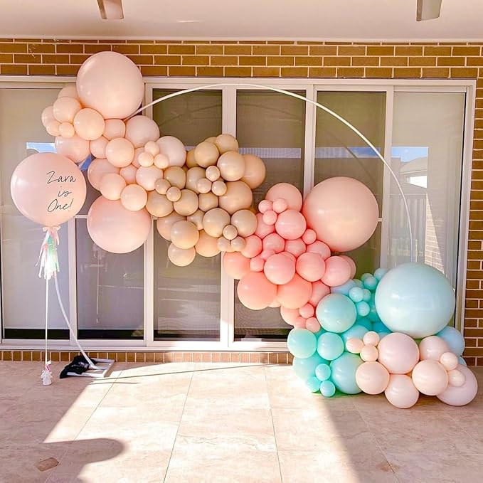 Beige Blush Pink Double Stuffed Balloons Different Size 115Pcs 5/10/12/18" Ivory Cream Blush Balloons Arch Garland kit for Boho Birthday Baby Shower Bridal Shower Gender Reveal Wedding Party
