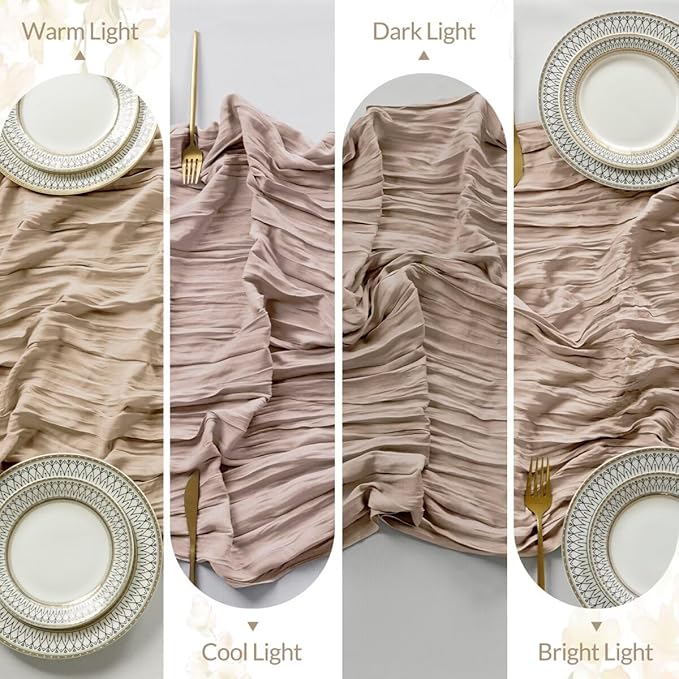 6 Pack Nude Cheesecloth Table Runner 35"×120" Gauze Fabric Table Runner Rustic Sheer Runner for Wedding Birthday Baby Shower Party Table Decoration Nude 6 Pack