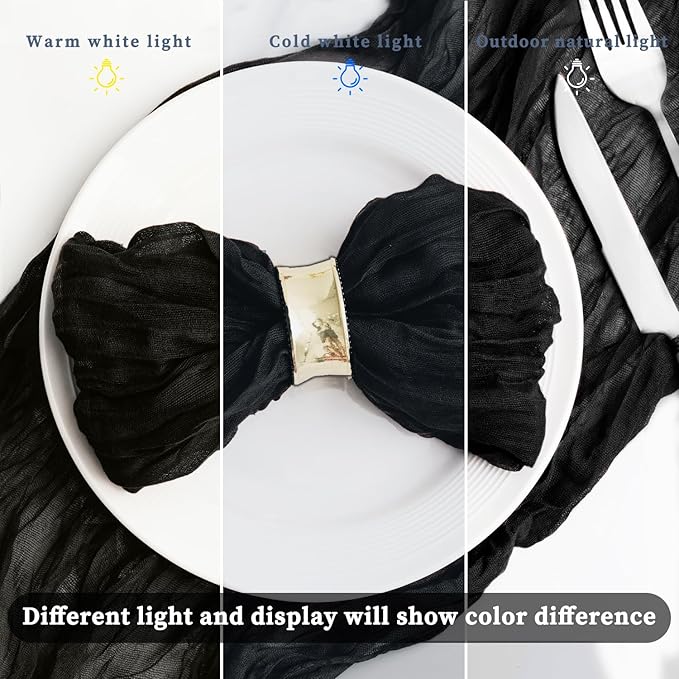 60 Pack Black Cheesecloth Napkins Washable 21x21 Inches Black Cloth Napkins Set of 60 Dinner Table Napkins for Wedding Rustic Boho Cotton Gauze Summer Bridal Baby Shower Party Table Decor