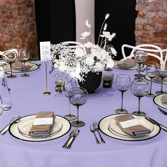 YMHPRIDE 6 Pack Round Tablecloth Lavender Table Cloths 90 Inch Polyester Round Tablecloth,Lavender Tablecloths Round 90 inch Washable Fabric Table Covers for Wedding,Party,Dining,Banquet