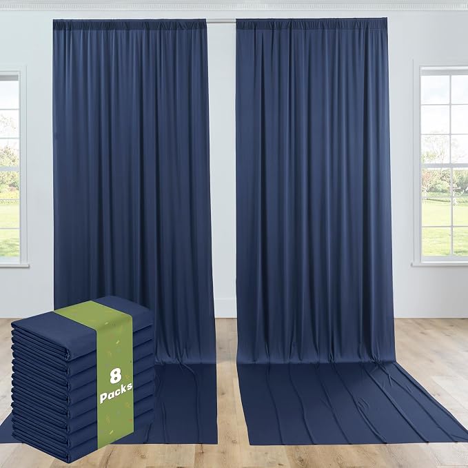 40ftx12ft Navy Blue Backdrop Curtains for Parties, Wrinkle Free 8 Panels 12 ft Long Photo Backdrop Drapes Back Drop Cloth for Wedding Birthday Photography Background Party Decor