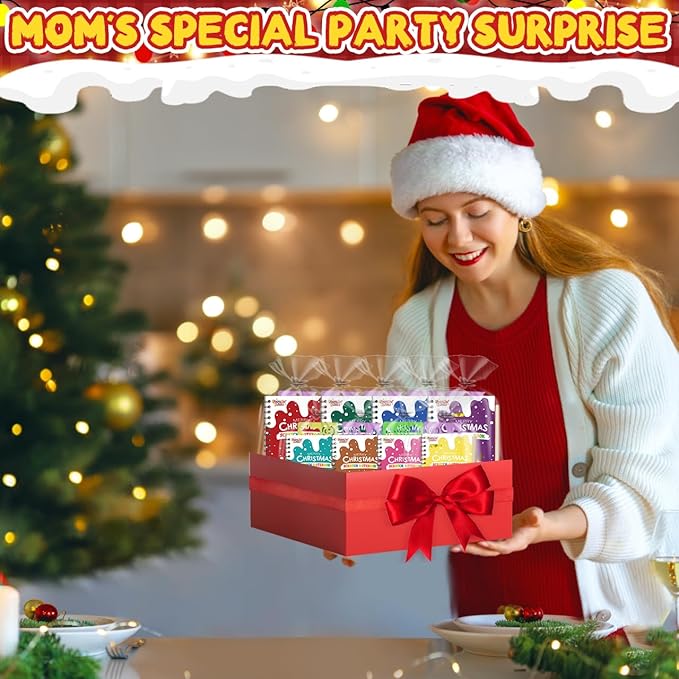 Scratch Paper Art Party Favors for Kids 8-12: 24 Pack Christmas Rainbow Scratch Art Notebook, Christmas Coloring Books Goodie Bags Stuffers for Kids, Bulk Classroom Gifts for Student
