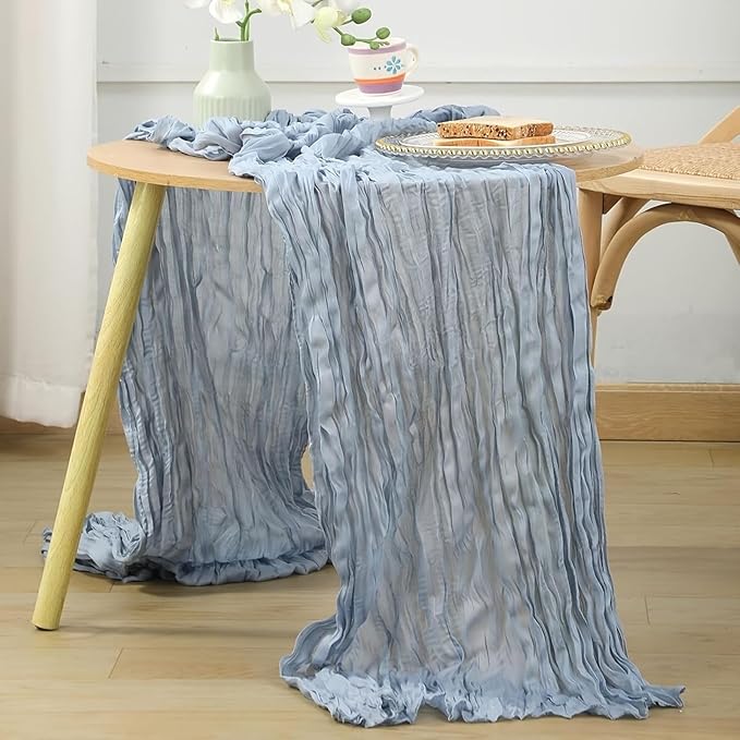 20 Pack Dusty Blue Cheesecloth Table Runner 10FT Boho Gauze Fabric Cheese Cloth Table Runners for Wedding ,Party,Baby Shower, Bridal Party, Rustic Farmhouse and Table Decorations