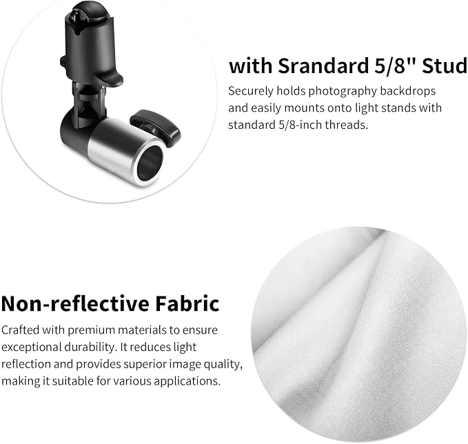 Meking 5x6.6ft Black White Background for Photography, Pop-Up Collapsible Backdrop 2-in-1 Muslin Self Tape Backdrop with Clip and Carry Case