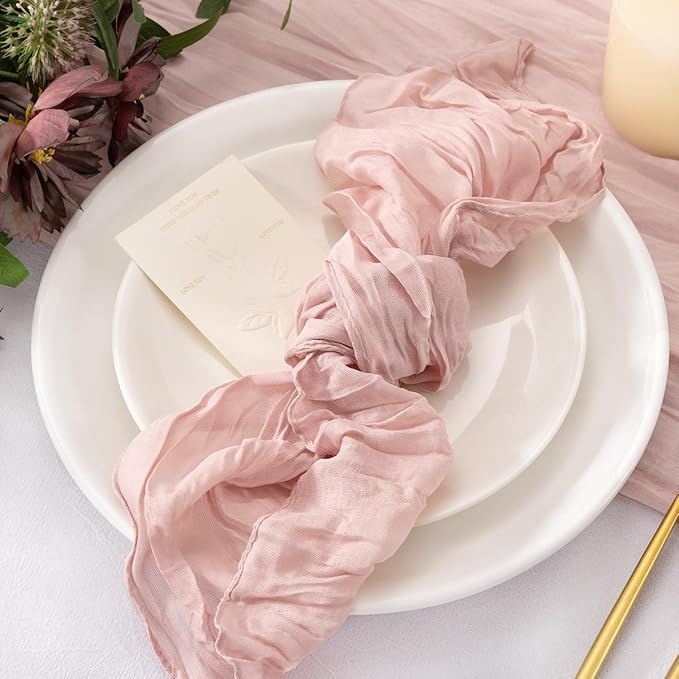 50 Pack Dusty Pink Cheesecloth Napkins Cloth Washable Spring Summer Cloth Napkins Set of 50 Bulk 21x21 Inches for Wedding Baby Bridal Shower Birthday Dinner Party Table Decor