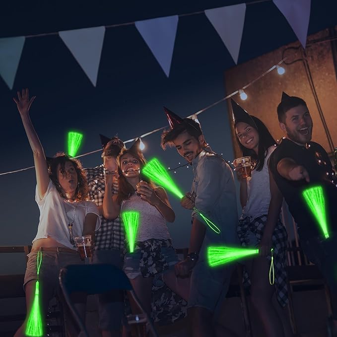 60 PCS Green Fiber Optic Wands Glow Fiber Wands Bulk LED Light Up Wands with 3 Flashing Modes LED Flashing Sticks for Hawaii Carnival Christmas St. Patrick’s Day Wedding Bridal Shower Birthday