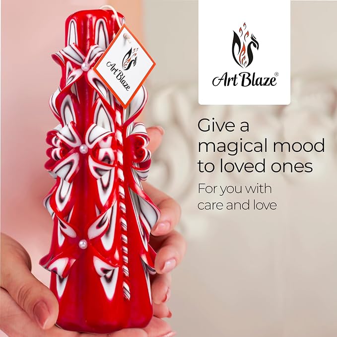 Carved Candles - Handmade Long Burning Decorative Luxury Candles - Unscented - for Home Decor, Birthdays, Anniversaries, Romantic Occasions, Gifts for Women, Christmas Gift for Mom - Scarlet Sails