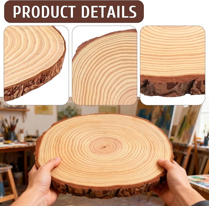 FSWCCK 2 Pack Nature Unfinished Round Wood Slices, 11-13 Inches Wooden Circle, Large Wood Slabs for Weddings Centerpieces Decor and DIY Painting Crafts (11"-13")