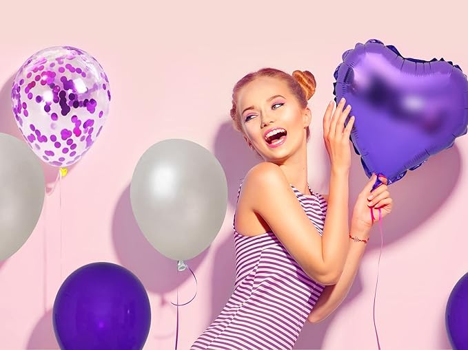 Bachelorettesy 28pc Bachelorette Party Decorations Kit for Bride to Be, Bridal Shower Decorations, Engagement Party – Balloons, Sash, Foil Backdrop Curtain (Purple)