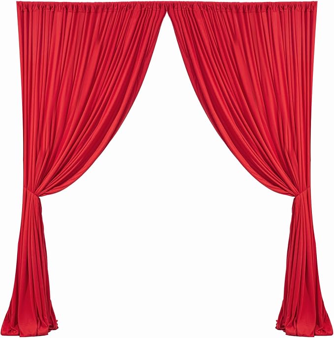 30x10ft Wrinkle Free Red Backdrop Curtain for Parties Soft Fabric Drapes Wedding Red Curtain Backdrop for Birthday Party Decorations Background for Photography 5x10ft, 6 Panels