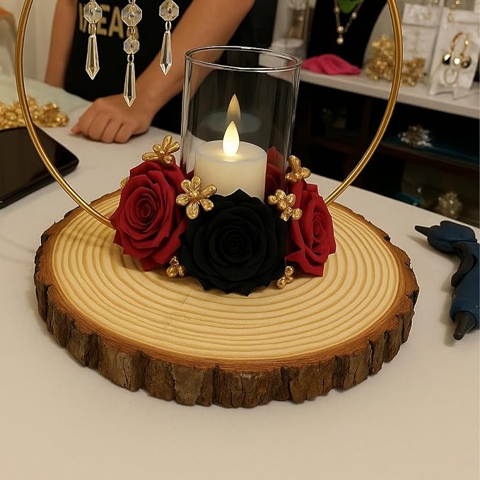 Natural Wood Tree Slice Centerpiece, Round, 7-8 Inches, 10 Pack, Rustic Wedding Party Decor