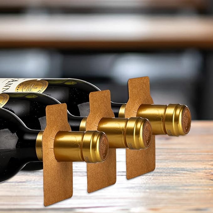 DEAYOU 500 PCS Wine Bottle Tags Kraft, Paper Craft Wine Hanging Cellar Labels for Bottle Neck, Reusable Custom Plain Wine Racks Marker Gift Tags for Champagne, Double Sided, Brown