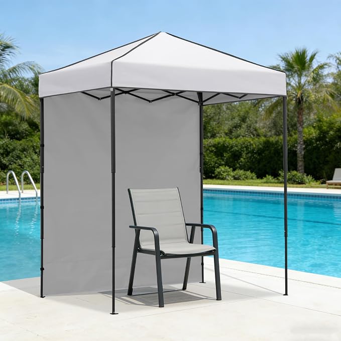 6x4 Pop Up Canopy Tent with One Wall Panel, Instant Portable Beach Canopy, Outdoor Tent with Carry Bag for Camping, Sports, Tailgating, Events, White