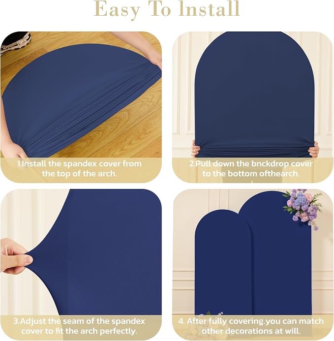 7.2FT 6FT Arch Backdrop Cover for Party, Set of 2 Stretchy Spandex Fitted Arch Stand Cover for Baby Shower, Birthday Wedding Decor, Chiara Backdrop Cover with Double-Sided Design(Blue, Brown)