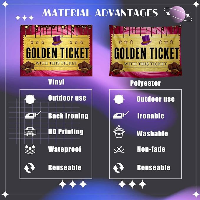 Golden Ticket Photography Backdrop Kids Birthday with This Ticket Chocolate Factory Background for Adults Kids Birthday Baby Shower Party Decorations Supplies TAYBDJ1831
