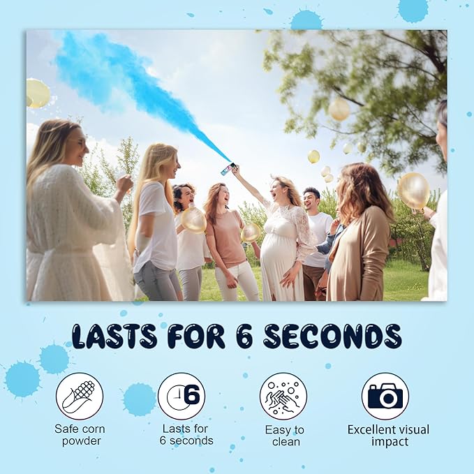 POPUPARTY Gender Reveal Fire Extinguisher Color Blaster, 1 Blue Blaster for Baby Boy Gender Reveal
