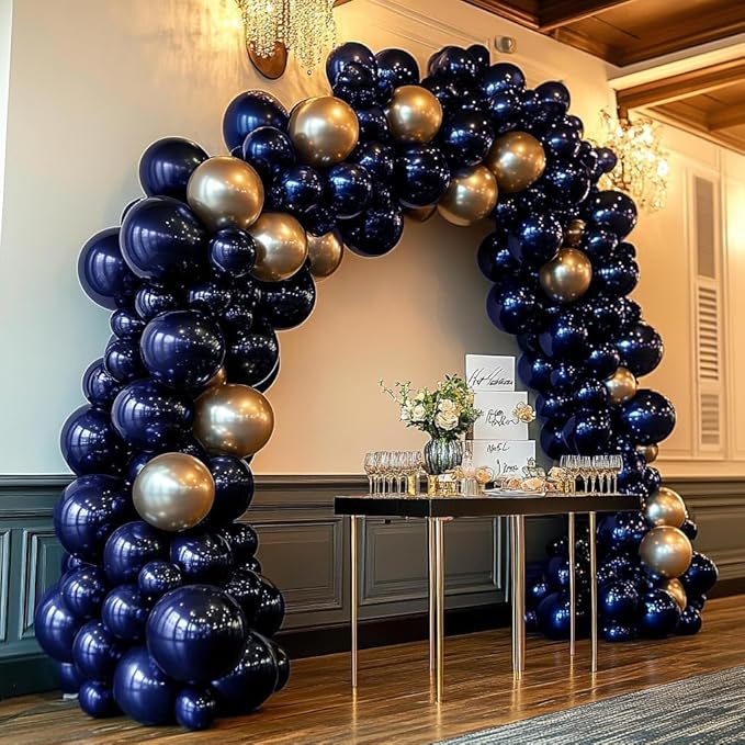 Navy Blue Balloons Double Stuffed Dark Royal Blue Balloon Garland Different Sizes 18/12/5in Pearl Balloon Arch Kit for Graduation Wedding Birthday Baby Shower Father's Day Party Decorations