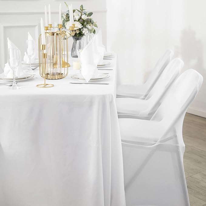 Spandex Chair Cover,100PCS,Living Room Folding Chair Covers,Removable Chair Covers Washable Protector Stretch Chair Cover for Party, Banquet,Wedding Event,Hotel(White)
