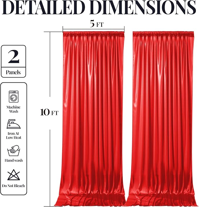 10x10 ft Red Glitter Backdrop Curtain for Parties, Wrinkle Free Glitter Photo Backdrop Drapes 2 Panels 5x10FT Shimmer Back Drop Cloth for Wedding Birthday Valentines Photography Background Decor