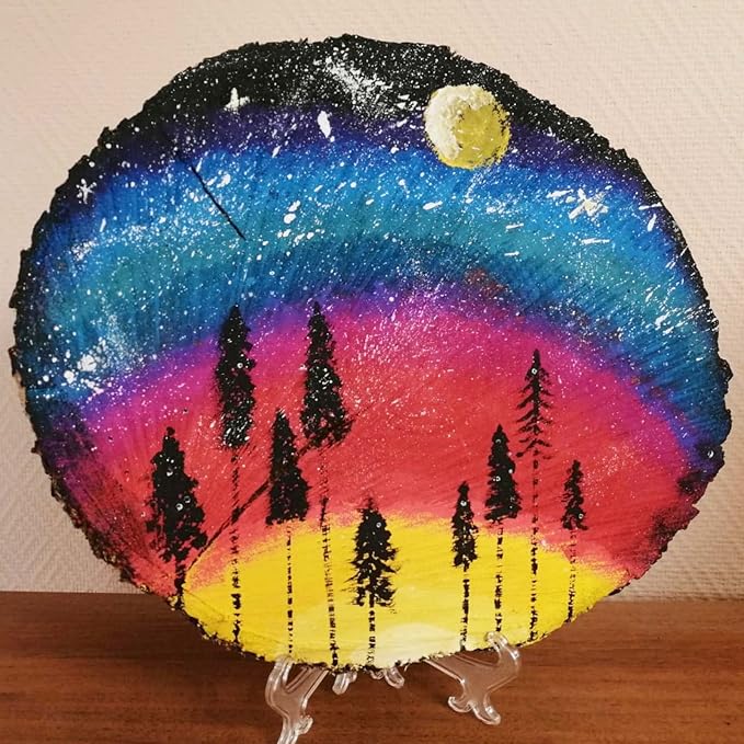 15 Pack 6-7 Inch Natural Wood Slices for Crafts, Unfinished Wood Slices with Bark 0.6 Inch Thick Wood Rounds Wooden Coasters for Crafts, Ornaments, Decorations