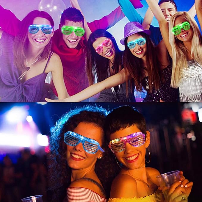 iGeeKid 50 Pack LED Glasses Light Up Party Glasses Glow In The Dark Party Supplies Shutter Neon Toys Flashing Glasses Party Patriotic