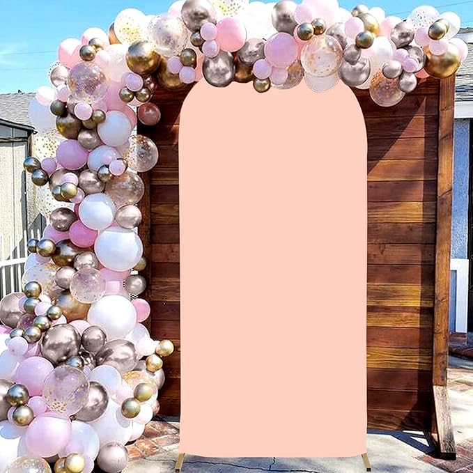 FOTSHARER Arch Cover Dusty Rose Arch Cover Backdrop Fabric 2.6x6FT Spandex Arch Backdrop Covers for Round Top Spandex Fitted Arches Stand Cover Balloon Arched Panels Covers for Wedding Party Supply
