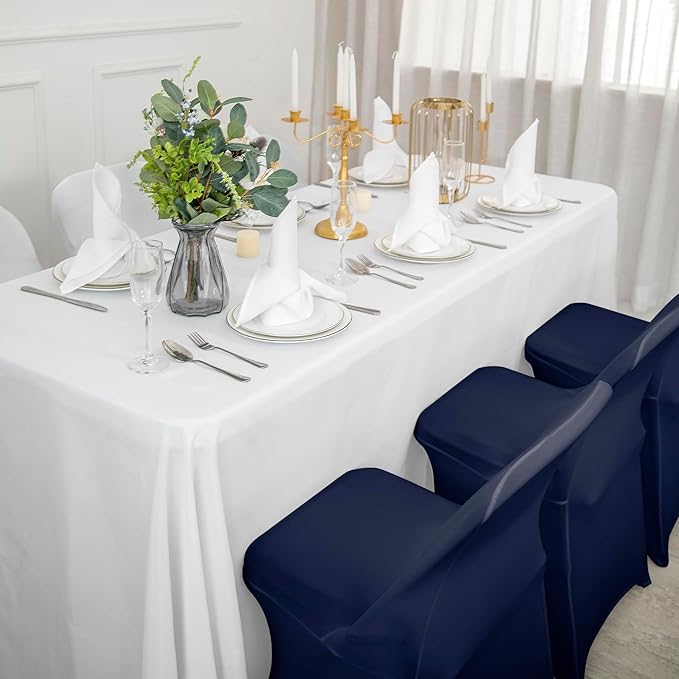 12 PCS Waterproof Stretch Spandex Folding Chair Covers, Dining Room Chair Slipcovers Protector for Wedding, Banquet, Party, Holidays, Celebration and Decoration(Navy Blue)