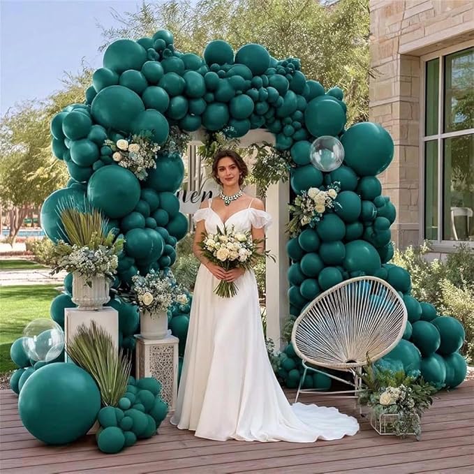 Teal Balloon Garland Arch Kit Double Stuffed, Dark Turquoise Teal-Green Aqua Balloon Different Sizes 18/12/5 Inch for Baby Shower Birthday Wedding Winter New Year Party Decoration