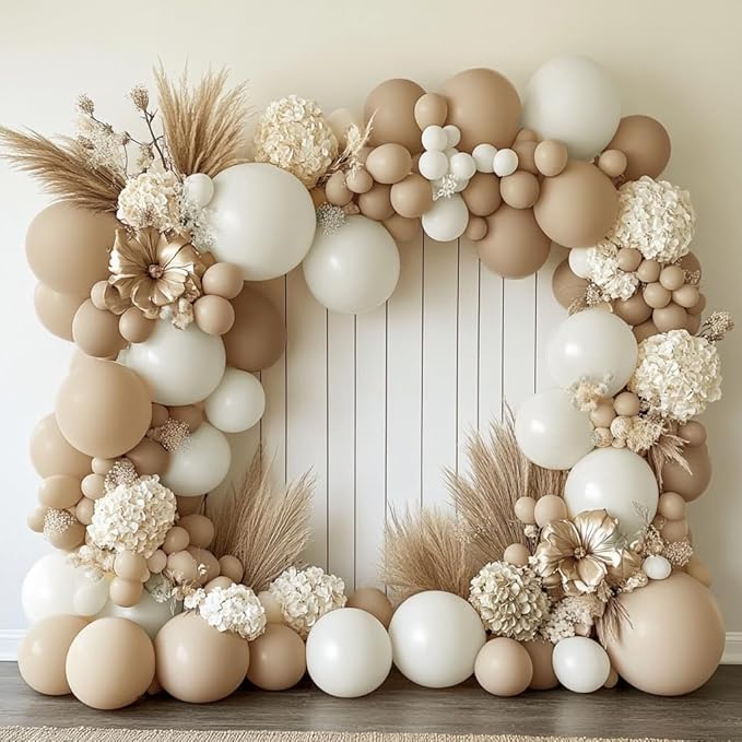 Nude Beige Balloon Double Stuffed Tan Brown Balloons Garland Different Sizes Latex Apricot Balloons Arch Kit for Neutral Baby Shower Jungle Theme Woodland Teddy Bear Birthday Boho Party Decorations