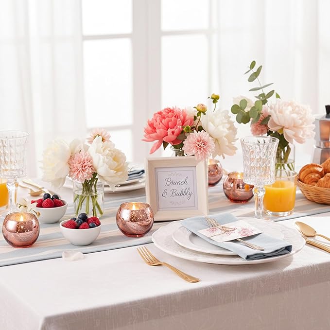 36 Pcs Rose Gold Candle Holders-Rose Gold centerpieces for Birthday Party, Wedding, Bridal Shower, Sweet 16. Mother's Day Brunch Table Decorations