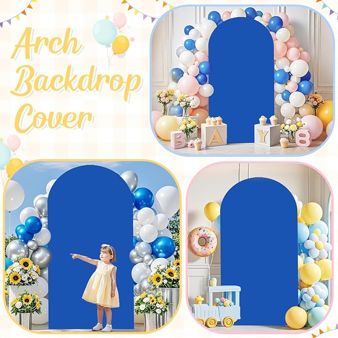 Blue Arch Covers Stretchy Backdrop Wedding Arch Cover 6.6ft Spandex Fitted Backdrop Cover Double Side Arch Stand Cover Chiara Arch Cover for Wedding Baby Shower Party Celebration Decoration