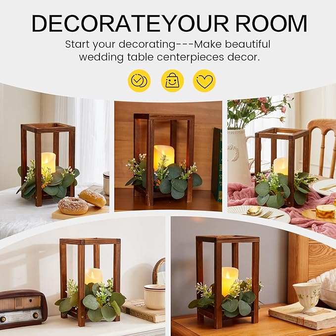 20 Set Wooden Wedding Lantern Centerpiece, Lantern Candle Holder for Farmhouse Candle Lantern for Table Fireplace, Perfect for Table Decoration & Country Barn Weddings(No Candles & Flowers)