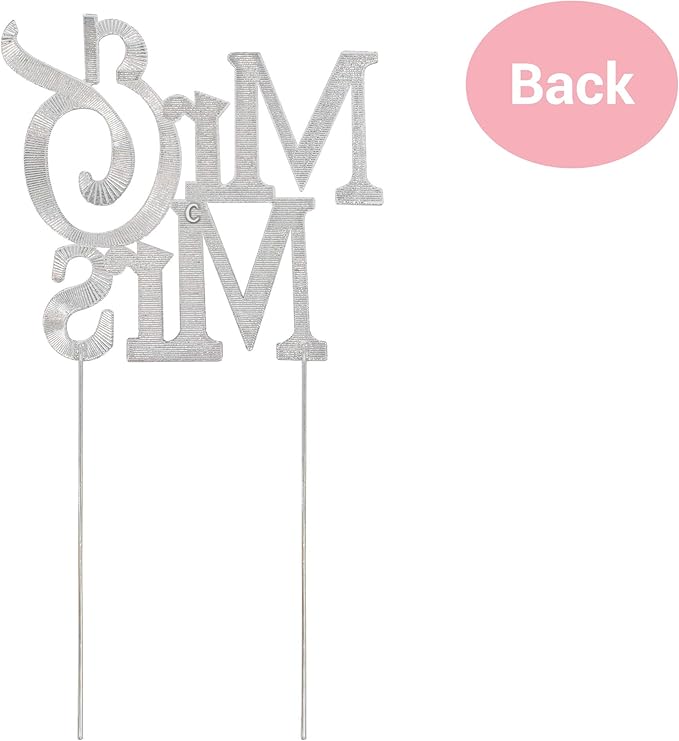 Mr and Mrs Wedding Cake Topper - Premium Silver Metal - Sparkly Wedding or Anniversary Cake Topper - Now Protected in a Box