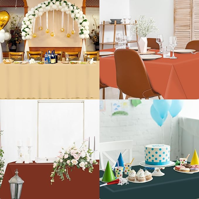 Whaline 24Pcs Fall Plastic Tablecloth Brown Orange Green Rectangle Table Cover Autumn Color Waterproof Table Cloth for Party Decoration Supplies, 54 x 108 Inch