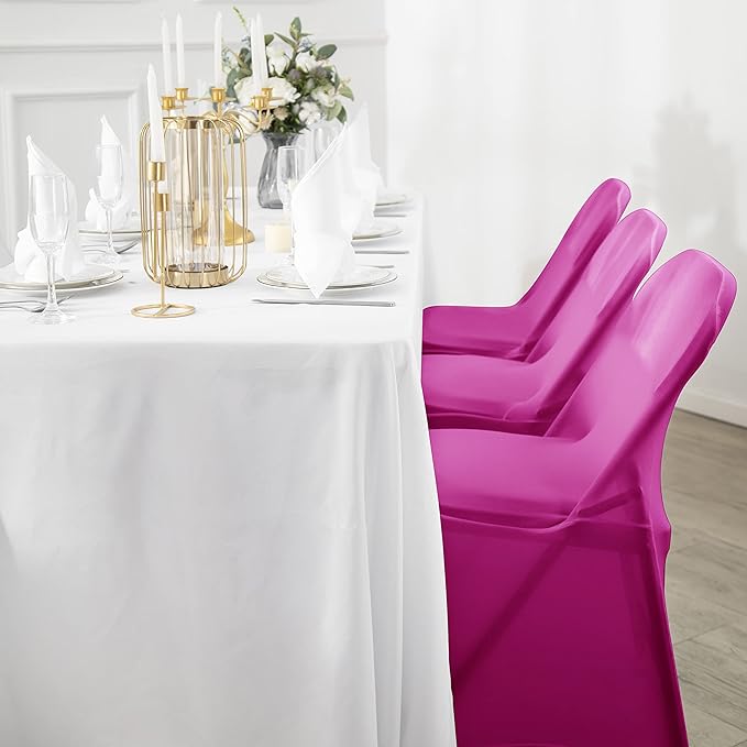 36 PCS Waterproof Stretch Spandex Folding Chair Covers, Dining Room Chair Slipcovers Protector for Wedding, Banquet, Party, Holidays, Celebration and Decoration(Fuchsia)