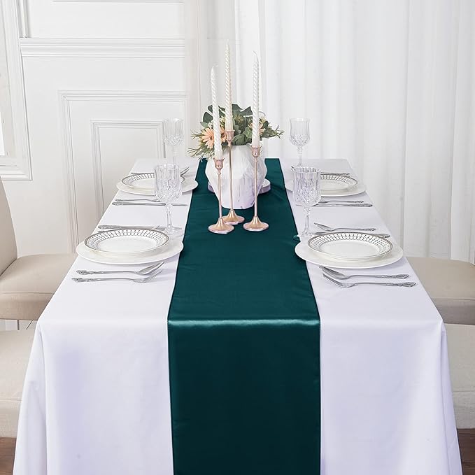 6Pack Christmas Table Runner 12 x 108 Inches Satin Silk Table Runner for Wedding, Birthday Party, Banquets, Graduations Decoration, fit Rectange and Round Table-Hunte