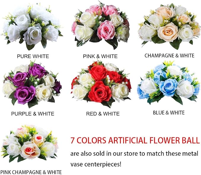 NUPTIO 10 Pcs 23.75 inches Gold Vases for Centerpieces Tall Crystal Metal Vase Flower Stand Holders Wedding Centerpiece Chandelier for Reception Tables Wedding Supplies