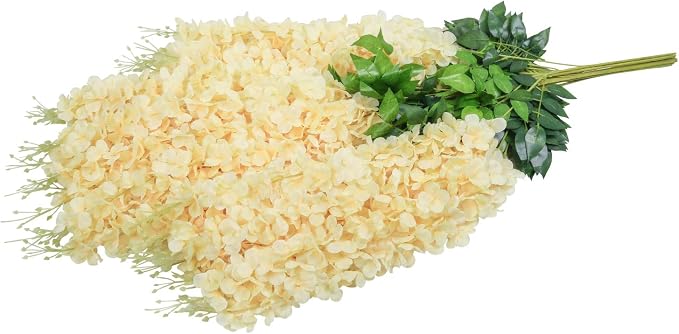 Pauwer Artificial Wisteria Flowers Vine Garland - 12 Pack Wedding Hanging Silk Flower String, Fake Ratta Garland, Champagne