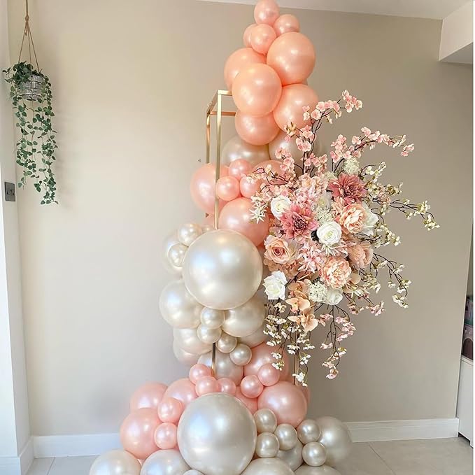 108Pcs Pearl Pink Stuffed Balloons Different Size, 18/12/10/5 inch Dusty Rose Balloons Garland Arch kit for Baby Bridal Shower Birthday Boho Wedding Party Decor