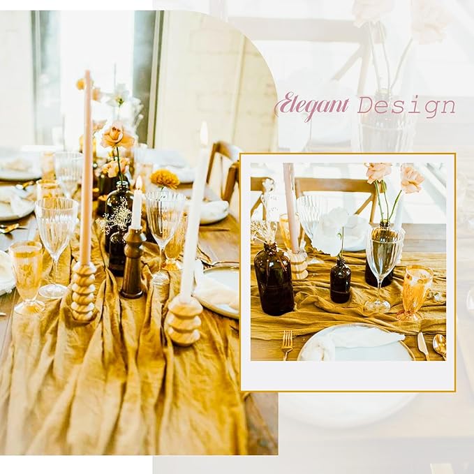 Showgeous 6 Pack Mustard Cheesecloth Table Runner Gauze Table Runner 10FT Long Semi-Sheer Table Runner Boho or Rustic Wedding Table Decor for Wedding Decor Arch Draping Bridal Shower Holiday Party