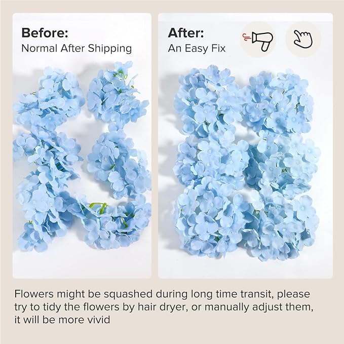 Auihiay 64Pcs Hydrangea Artificial Flowers Bulk, Faux Hydrangea Flowers Heads with Stems for Wedding Centerpieces Baby Shower Living Room Dining Table Bridal Shower Graduation Decor (Mixed Color)