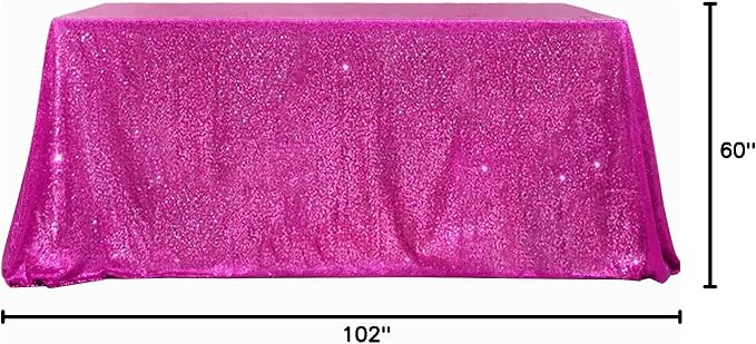 B-COOL Rectangle Fuchsia Sequin Tablecloth Glitter Tablecloth Wedding Party Sequence Table Cloth for Christmas 60x102-Inch