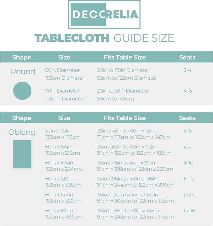 Decorelia Faux Linen Farmhouse Table Cloth 60"x104" for 6 ft Rectangle Table, Aqua Waterproof Outdoor Washable Cloth Tablecloth for Rectangular Dining Room Kitchen Outdoor Party Restaurant Decor