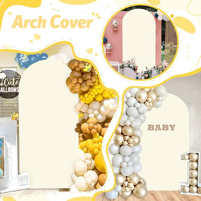 FOTSHARER Ivory Arch Cover 3.3x6.6FT Spandex Arch Cover Fitted Wedding Arch Backdrop Stand Cover Chiara Wall Covers for Arch Backdrop Cream Arch Covers for Birthday Party Ceremony Balloon Decoration