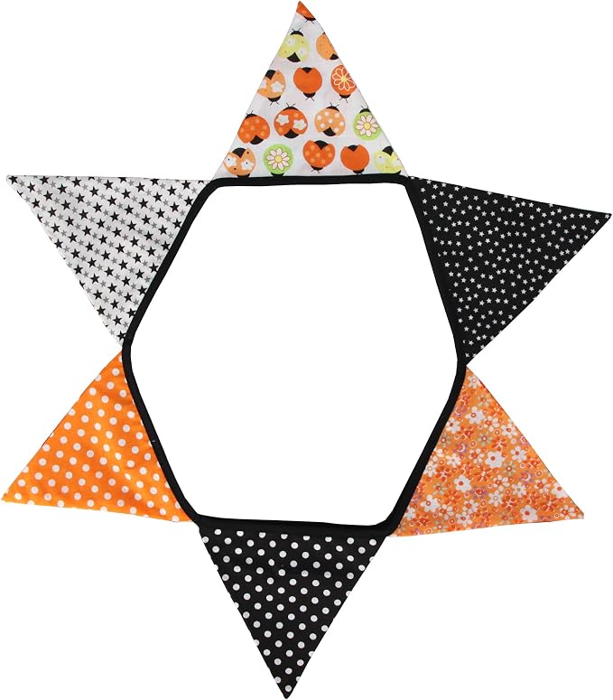 Halloween Pennant Banner, 1 Pack 12 Flags Vintage Halloween Banner Decor Fabric Bunting Flags Orange Garland Fall Decor