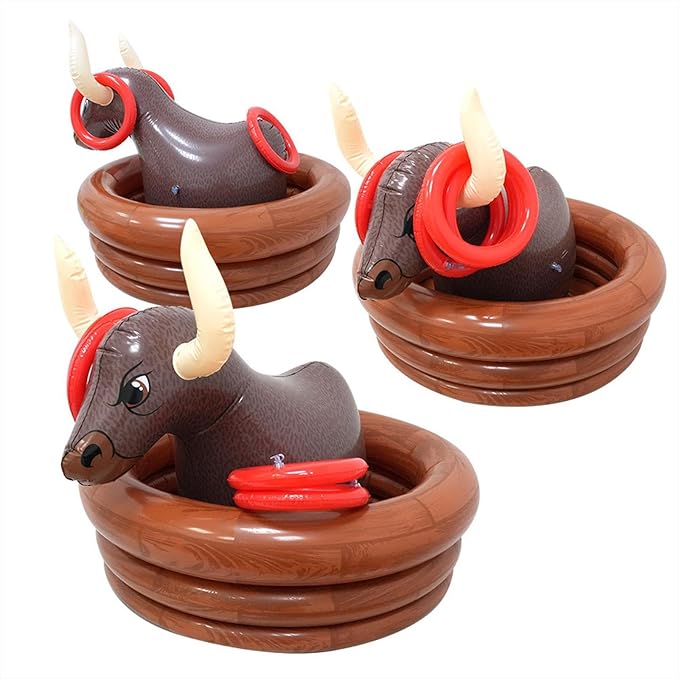 Inflatable Water Bull Cooler Beverage Serving Container Party Supplies Rings Toss Toy Ice Holder Ice Bucket for Outdoor Beach