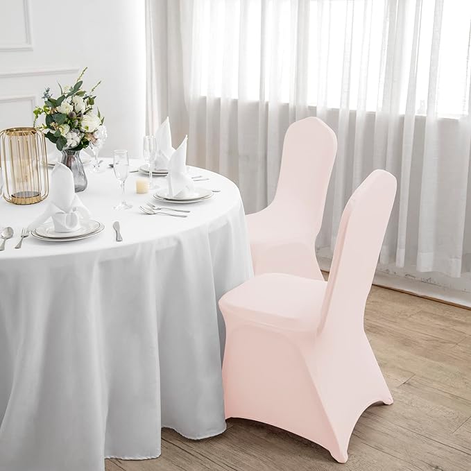 Spandex Chair Covers, 25PCS, Washable Protector for Living Room, Party, Banquet, Wedding, Hotel (Blush Pink)