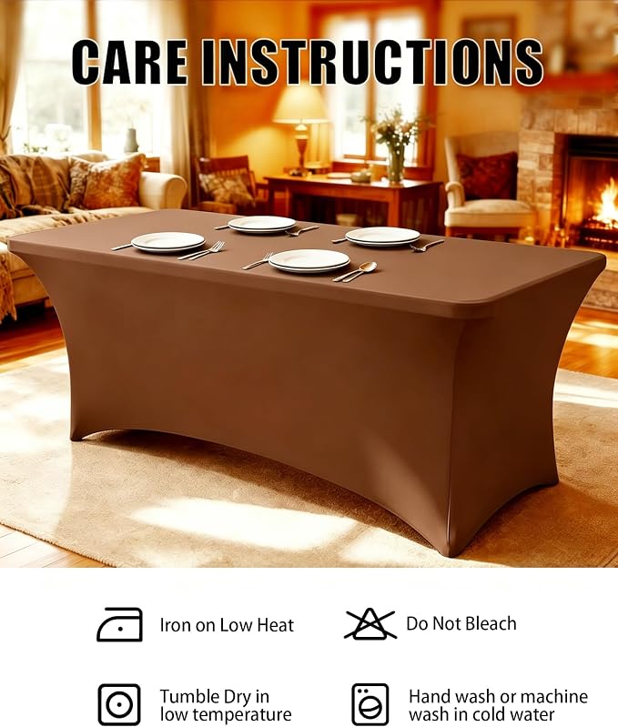 6FT Coffee Table Cloth - 2 Pack Fitted Stretch Rectangle Spandex Tablecloth, Washable Table Cover for Party, Picnic, Wedding, Banquet, Birthday and Festival(30" x 72")