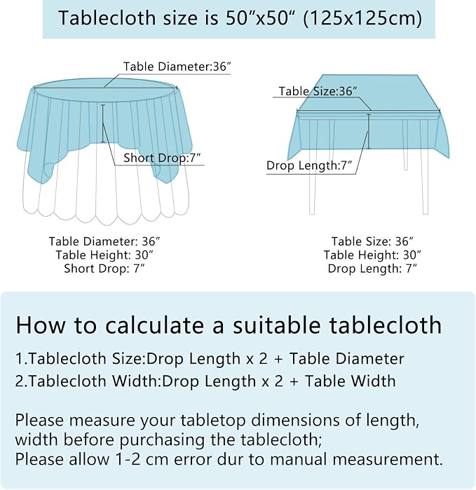 B-COOL Sequin Tablecloth Shimmery Tablecloth Tabletops for Tables Baby Blue Shimmer Table Fabric for Wedding Christmas Birthday Decoration 50x50 Inch